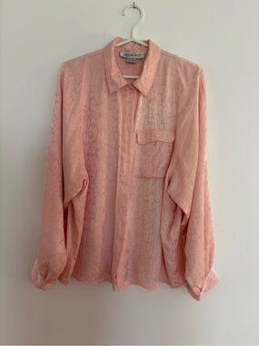 Argenti Women's Vintage Light Pink Sheer Button-Down Shirt
